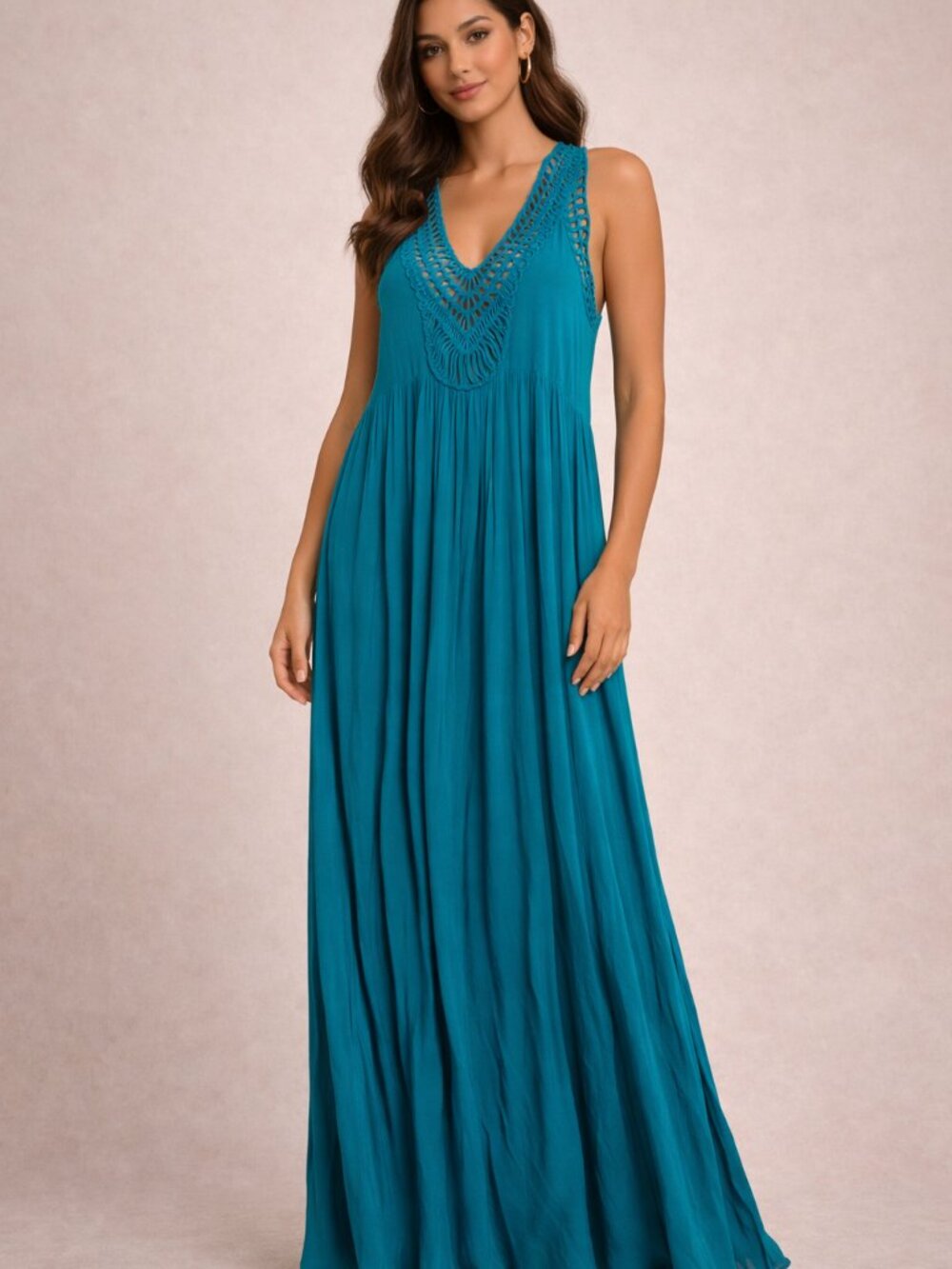 ✨ Anthropologie Turquoise Maxi Dress – Size M ✨